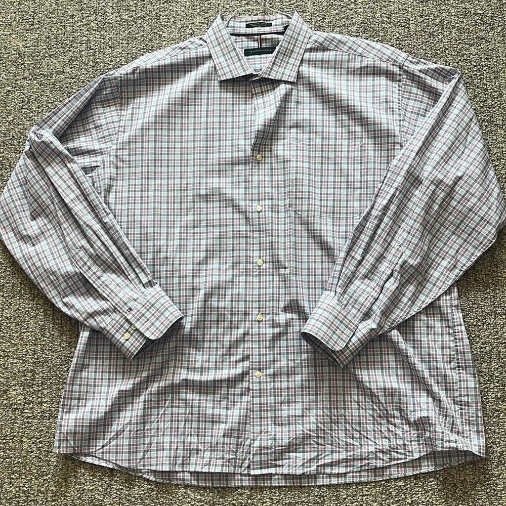 Blue And Pink Tommy Hilfiger Dress Shirt